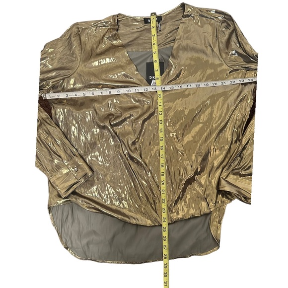 DKNY Gold Metallic Blouse Sz L - Picture 12 of 15